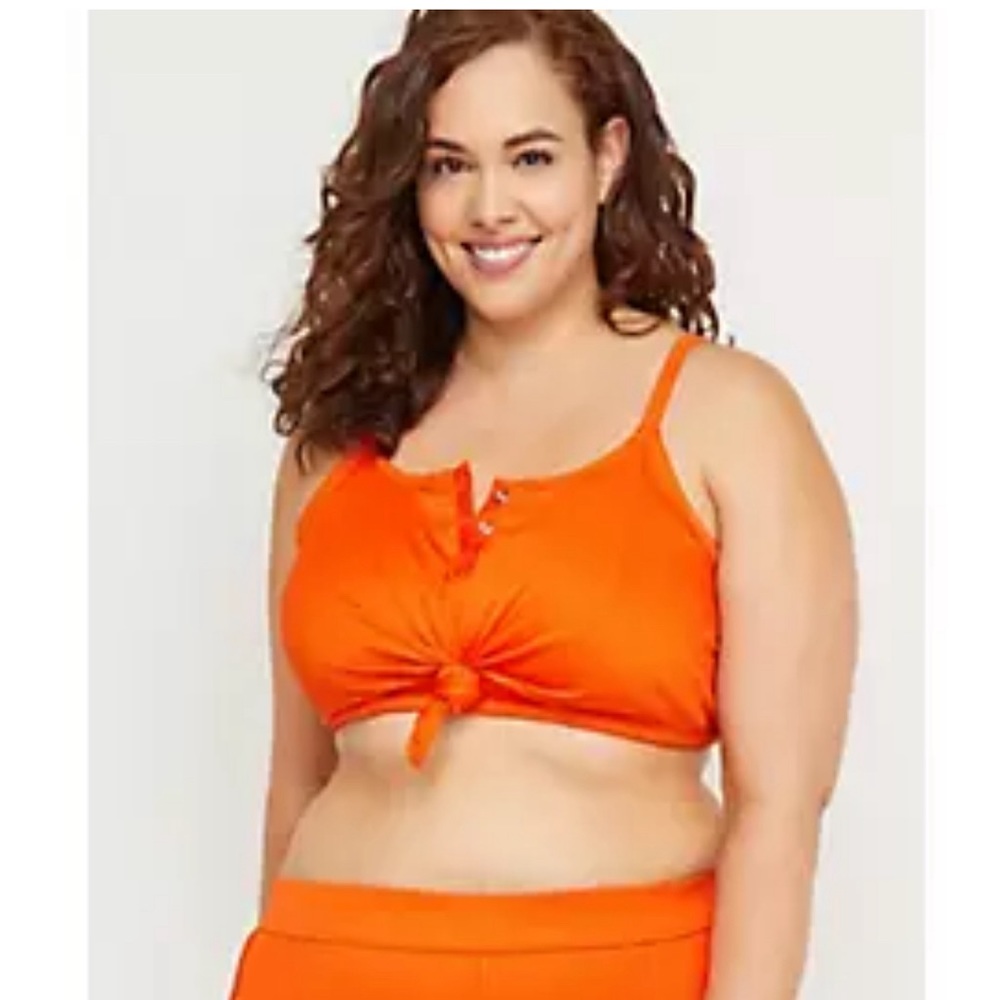 NEW Lane Bryant Snap & Knot Longline Swim Bikini Top With No-wire Bra sz 24